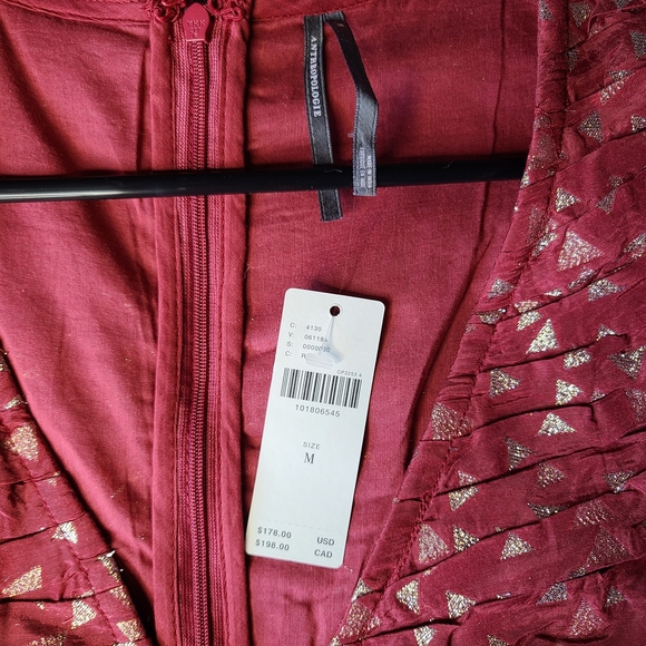 Anthropologie Red And Gold Mini Ruffle Dress - Picture 15 of 15